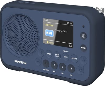 Sangean DPR-76BT Zakradio DAB+, VHF (FM) AUX, Bluetooth Toetsvergrendeling Donkerblauw