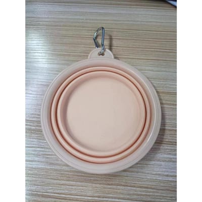 Gamelle Pliante pour Animaux de Compagnie Gamelle Portable d'Extérieur pour Chien Distributeur d'Extérieur pour Chien Bassin à Boire pour Chat Gamelle en Silicone 15.3*13.5*5cm beige