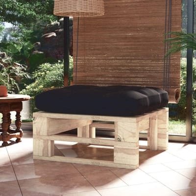 Palletkruk - Voetenbank - Buiten Ontspannen - Geïmpregneerd grenenhout - 60 x 60 x 25 cm - Zwart