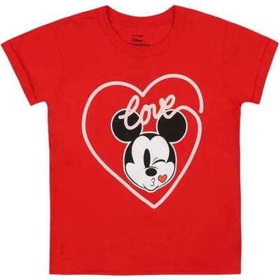 Disney Meisjes Mickey Mouse Kus T-shirt (Rood)