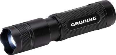 Grundig LED Zaklamp 50 Lumen - 1W - 65M Bereik - 3 Lichtstanden: Hoog, Laag, Pulserend - Zwart