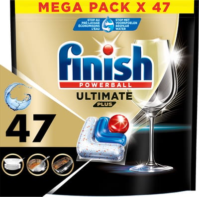 Finish Ultimate Plus All in One regular vaatwastabletten - 47 capsules