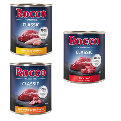 24 x 800 g Puur Rund, Rund/Gevogeltehart, Rund/Kip Rocco Classic Hondenvoer