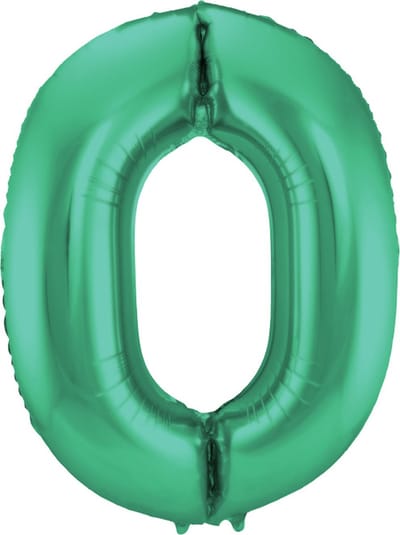 Folat - Folieballon Cijfer 0 Groen Metallic Mat - 86 cm
