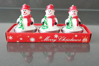 Kerst Kaars - Sneeuwpop - 3 Stuks