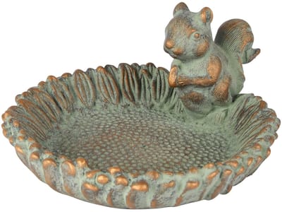 Dekoratief | Vogelbad m/eekhoorn, grijs, cement, 23x20x11cm | A265012