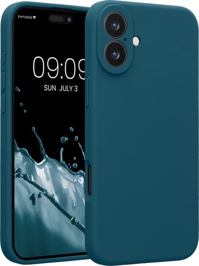 kwmobile telefoonhoesje geschikt voor Apple iPhone 16 Plus - TPU backcover met siliconen coating - Smartphone case in mat petrol