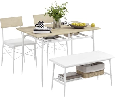 HOMCOM eettafel - staal - MDF - 110L x 70B x 75H cm - eik