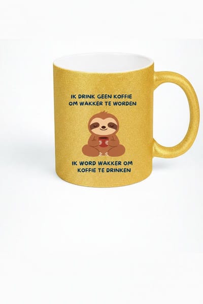 Koffie Sloth Glitter Mok - Ik Drink Geen Koffie, Ik Word Wakker Om Koffie Te Drinken