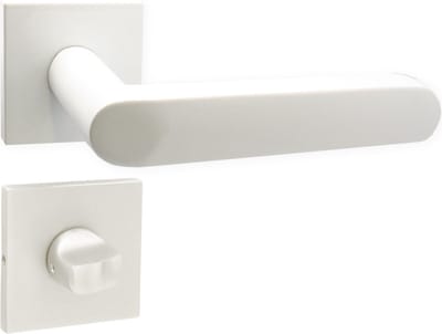 Domino® Deurkrukgarnituur DENVER-QR slim - Wit - WC met Vierkant Rozette - Deurbeslag van aluminium - Deurklink voor badkamer, badkamerdeuren, kelderdeur en binnendeur