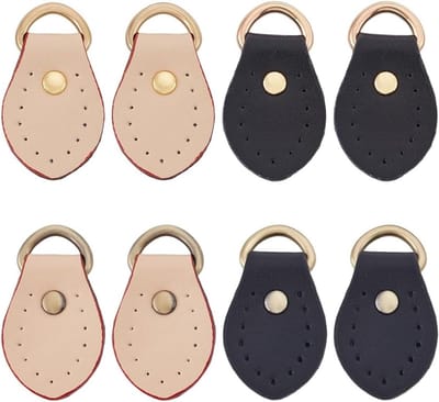 8-delige set D-ringen in 4 kleuren van echt leer voor handgemaakt tassen, jassen en DIY-projecten - Ideaal voor het repareren en verfraaien van ritsen en haken