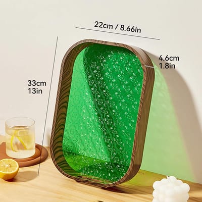 Plastic Serveerblad Imitatie Houten Opbergbak Fruit Dessertbord Retro Begonia Bloem Organizer Bak Thee Dienblad
