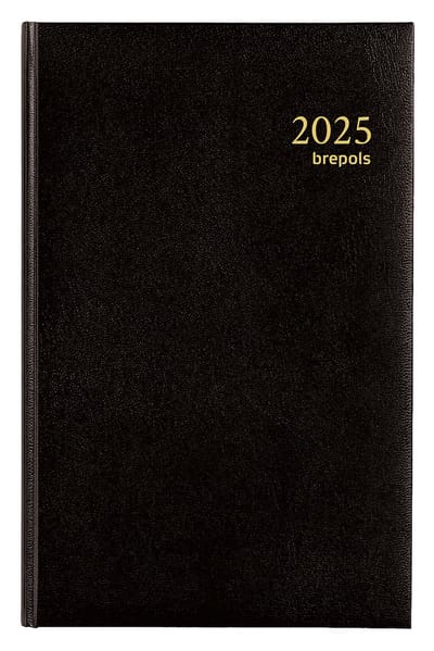 Brepols Agenda 2025 - Saturnus Luxe - dagoverzicht - Zwart - 13.3x20.8cm