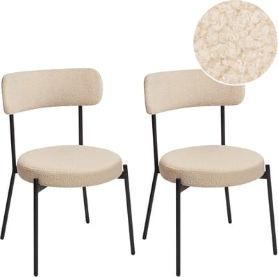 ALLISON - Eetkamerstoel set van 2 - Lichtbeige - Bouclé