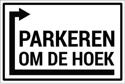 Parkeren links om de hoek sticker | 18 x 12 cm