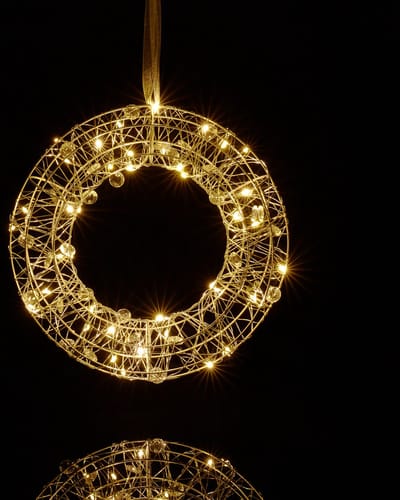 LED lichtkrans - Ø 25 cm - raamdecoratie binnen - hangend - sfeerlamp op batterijen - zilver
