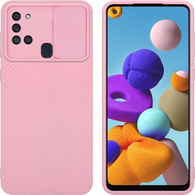 Cadorabo Hoesje geschikt voor Samsung Galaxy A21s in Bonbon Roze - Beschermhoes van flexibel TPU-silicone Case Cover en met camerabescherming