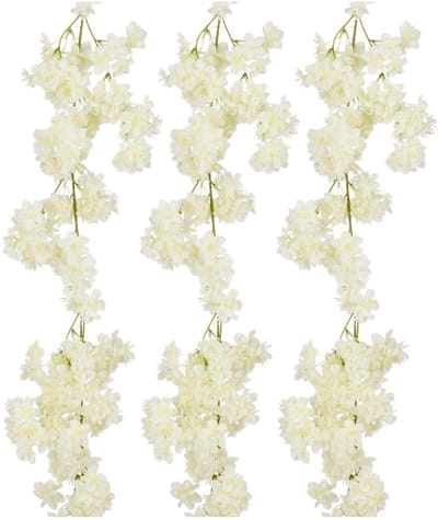Mica Decorations Kunstbloemen Bloesem Slinger - 3x - 180 x 20 cm - wit - kunststof - bloemetjes