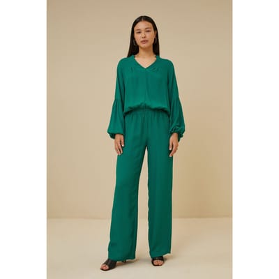 By-Bar Robyn Satin Stripe Pant Evergreen Maat: XS | Straight Broeken Outlet | Dames | Groen