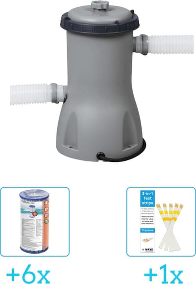 Bestway Flowclear - 3028L/800gal Filter Pomp inclusief Bestway Flowclear - Filter Cartridge (II) (6 stuks) & WAYS Testrips (1 stuks)