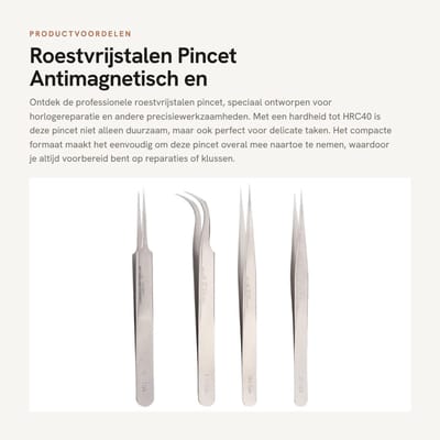Dailygoods - Roestvrijstalen Pincet - Antimagnetisch en Zuurbestendig - Hoge Hardheid - Zilver - Precisie Accessoire - Geschikt voor Horlogereparatie...