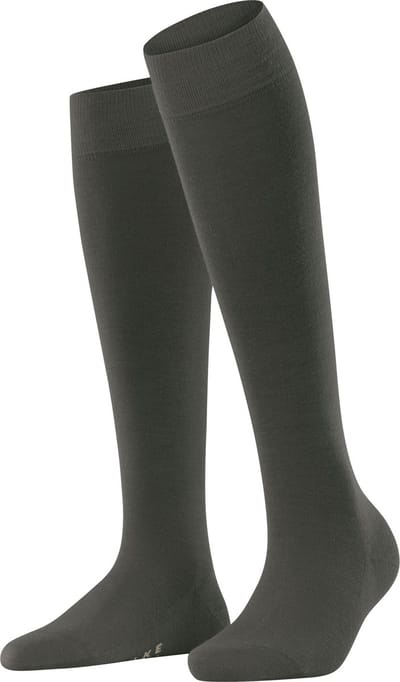 FALKE Softmerino lang eenkleurig wol katoen kniekousen dames groen - maat 35-36