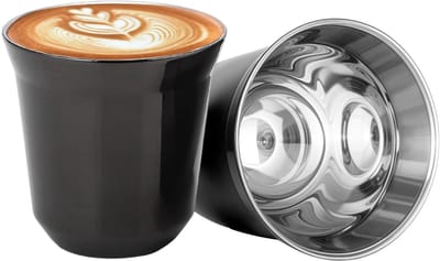 Set van 2 Dubbelwandige RVS Espresso Kopjes, 80 ml, Geïsoleerd, BPA-vrij, Perfect voor Thuis, Kantoor en Reizen