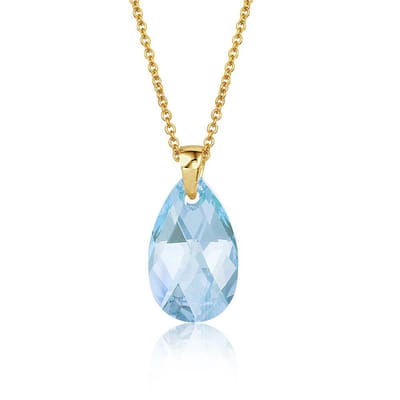 Montebello Ketting Jan DG523 - Swarovski Druppel - 925 Zilver Verguld - 16mm - 50cm