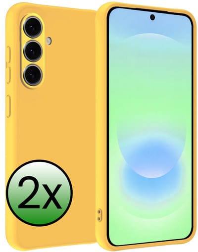 Hoesje 2 Stuks - Geschikt voor Samsung Galaxy A37 - Sterk & Shockproof - Case Siliconen - Back Cover - Telefoon Hoes - Geel