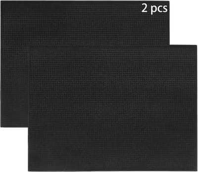 Set van 2 droogmat, microvezel droogkussen, sneldrogende afdruiprek voor keuken aanrecht tafelblad accessoires, machinewas, 20 x 38 cm, zwart