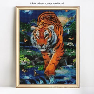 5D Diamant Schilderij Volle Boor Rond Tijger Diamant Borduurwerk Dieren Diamant 20X30 black