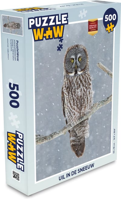 Puzzel Uil in de sneeuw - Legpuzzel - Puzzel 500 stukjes