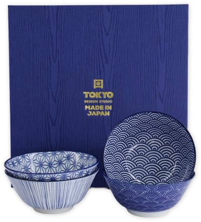 Tokyo Design Studio – Nippon Blue Rijstkommen – Set van 4 – 300 ml