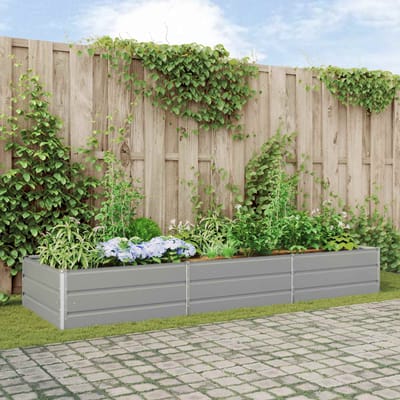 vidaXL - Plantenbak - Lichtgrijs - 290 - x - 100 - x - 45 - cm - Gegalvaniseerd - staal
