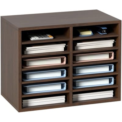 VEVOR Brievenbak 12 vakken Organizer gemaakt van MDF, Documentenbak Vintage Bruin 520 x 305 x 410 mm, Opbergvakken Bureaubladhouder Documentopslag, Documenthouder voor thuis, op kantoor, in de klas, etc.