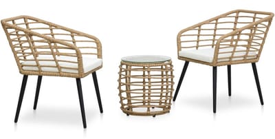 Balkonset 2 personen - Tuinset - Bistroset - Eiken, Zwart, Wit - Weerbestendig - 3 delig - Tuintafel en 2 stoelen - 2 personen - Poly rattan