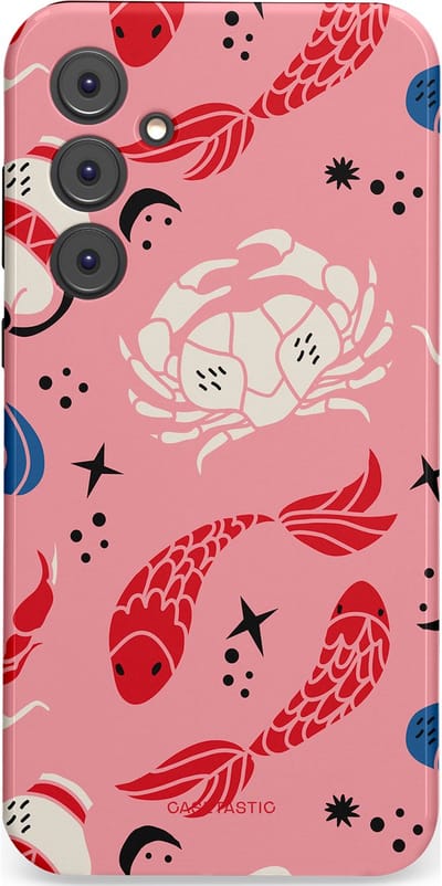 Casetastic hoesje geschikt voor Samsung Galaxy A35 - Dubbellaagse bescherming - Zodiac in kleur - Fashion Case - Lichtroze Koraal Perzik
