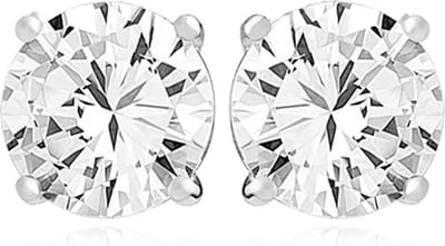Ronde Oorbellen - ZIlveren Oorstekers Ronde Zirkonia - Ronde Zirkonia Oorbellen - Zilveren Dames Oorstekers - Round Shape Zirconia Stud Earrings 7mm - Amona Jewelry