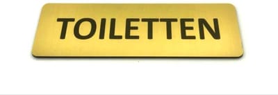 Deurbordje met tekst Toiletten - 150 x 50 mm (incl. dubbelzijdige tape) - goud / zwart | Luxe uitstraling | Geborstelde Gouden toplaag | Gratis Verzending | Decoporta
