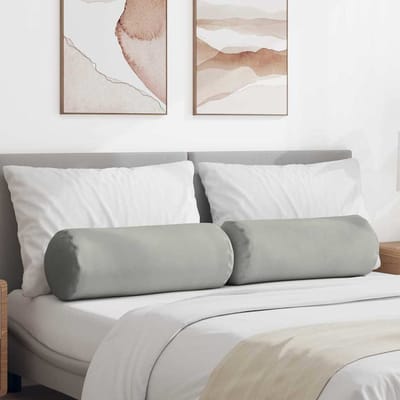 vidaXL Bolster Kussens 2 stuks Lichtgrijs Ø 25 x 70 cm Microvezel Stof