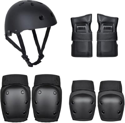 Beschermende uitrustingset - 7-in-1 multisport veiligheidsbeschermingsset voor kinderen en volwassenen met kniebeschermers, elleboogbeschermers, polsbeschermers en helm voor fietsen en scooters.