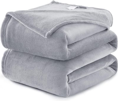 Grote Fluffy Fleece Deken - Zacht en Warm voor Binnen en Buiten, Lichtgrijs 220x240 cm