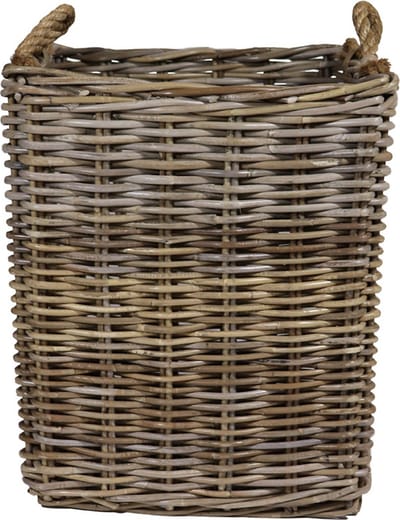 Hoge Rieten Opbergmand met Jute Touw M - 37x37xH48 cm - Opberger - Open rotan mand