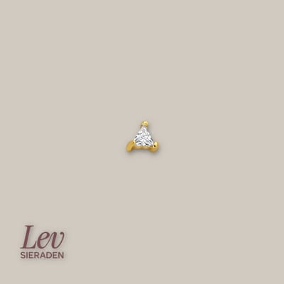 Lev Sieraden - Trilliant geslepen zirkonia Labret - 925 zilver verguld