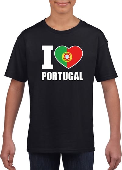 Zwart I love Portugal supporter shirt kinderen - Portugees shirt jongens en meisjes 110/116