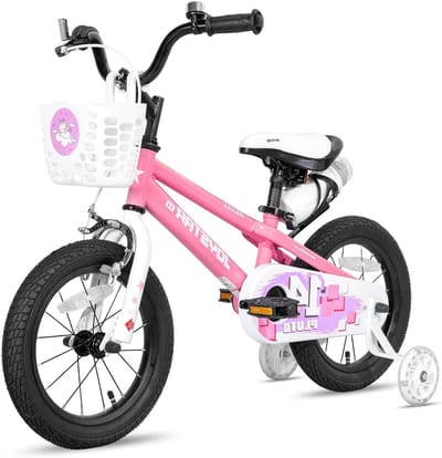 Kinderfiets - Jongensfiets Meisjesfiets - Leren Fietsen - Met Mand en Fleshouder - 12-20 inch - Roze