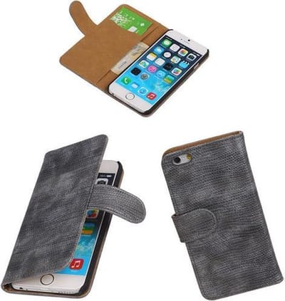 Apple iPhone 5/5s - Booktype Wallet Hoesje Mini Slang Grijs