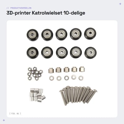 Dailygoods- Katrolwielset 10-delig - POM Materiaal - Lager/spanrol - Schroefmontageset - Voor Ender 3/CR 10 - Duurzaam en soepel. - Katrolwielen