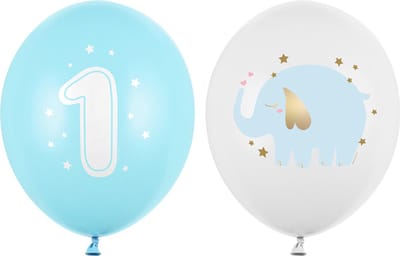 Partydeco - Partydeco ballonnen - 1 jaar pastel blauw (50 stuks)