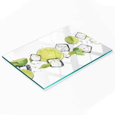 Multifunctionele decoratieve glazen snijplank voor de keuken, limoenijs, 80x52 cm